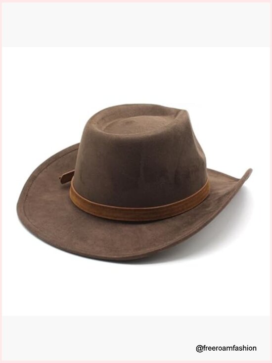 Vintage Wide Brim Western Cowgirl Hat with Belt for Party main image 6